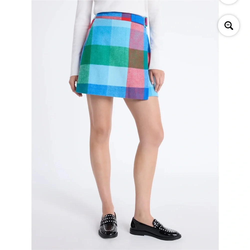 Plaid Mini Skirt in Blue & Green